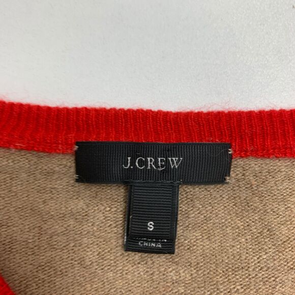 J Crew Sweater Womens S Small Red Brown Elbow Patches Buttons Detail Wool Blend - Picture 9 of 13